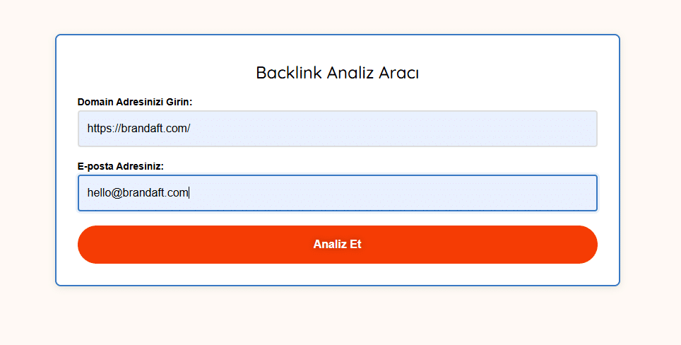 backlink sorgulama ana ekranı