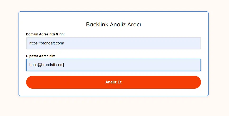 backlink sorgulama ana ekranı