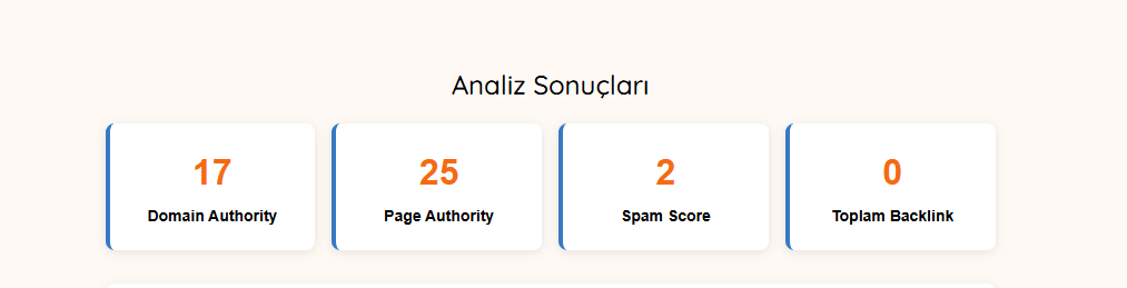 backlink analizi sonuç ekranı