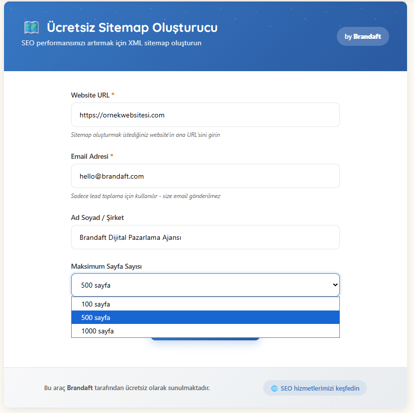 sitemap-olusturucu-form-doldurma